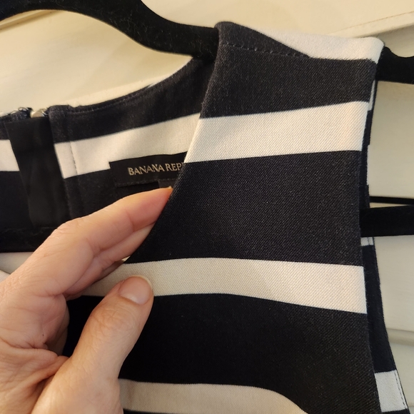 Banana Republic TATUM Linen Black White GORGEOUS Dress Geometric Dress, Sz 14 - Picture 7 of 8